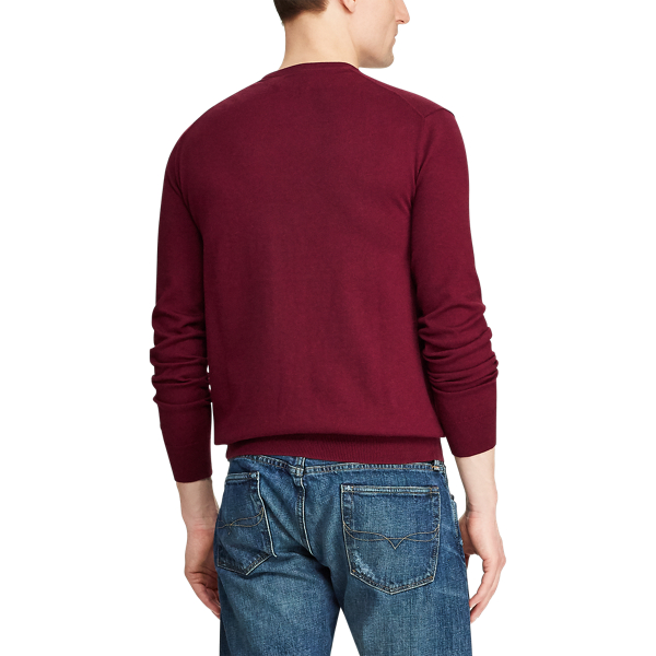 Classic Wine Heather Slim Fit Cotton Crewneck Jumper Polo Ralph Lauren 6