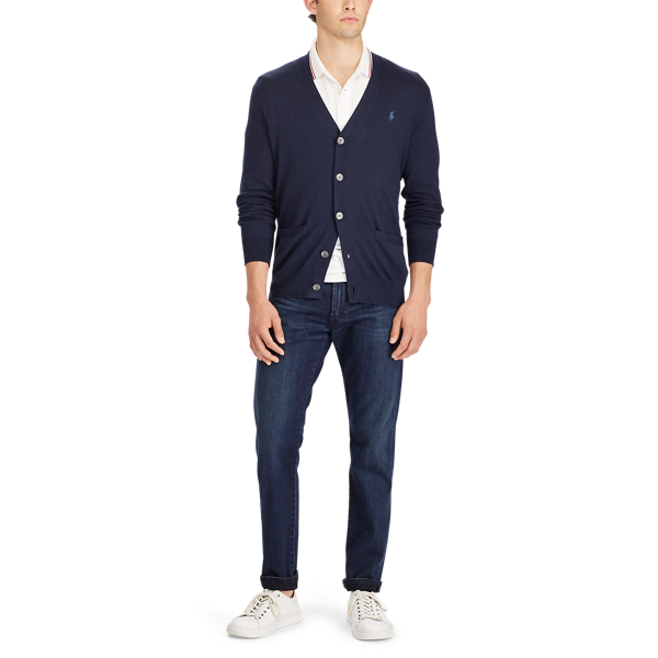 Hunter Navy Slim Fit Cotton V-Neck Jumper Polo Ralph Lauren 2