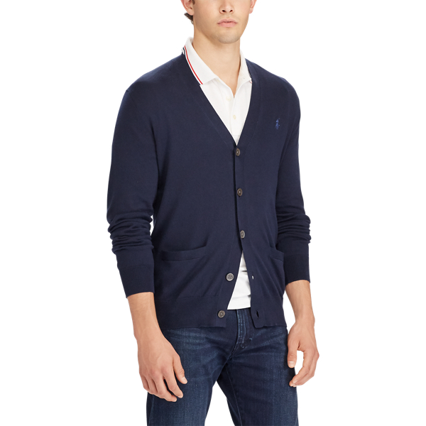 Hunter Navy Slim Fit Cotton V-Neck Jumper Polo Ralph Lauren 3