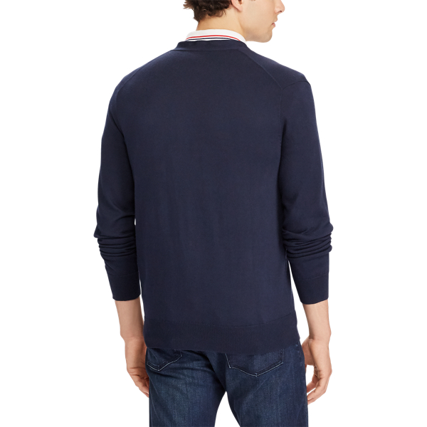 Hunter Navy Slim Fit Cotton V-Neck Jumper Polo Ralph Lauren 4