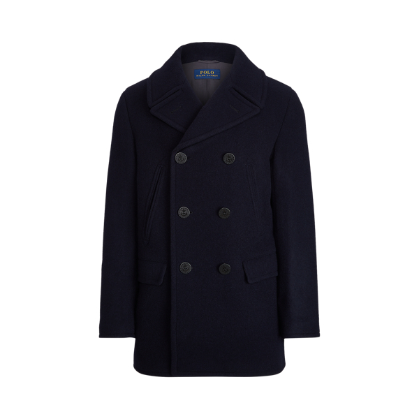 Polo Wool Blend Melton Peacoat for Men Ralph Lauren UK