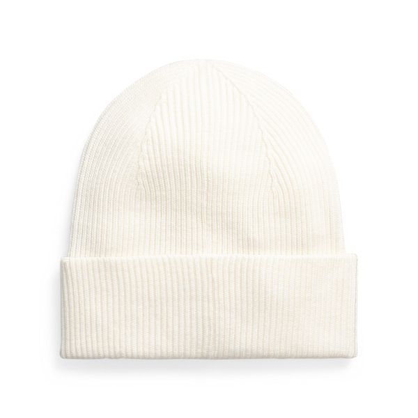 Cream Rib-Knit Wool Hat Polo Ralph Lauren 2