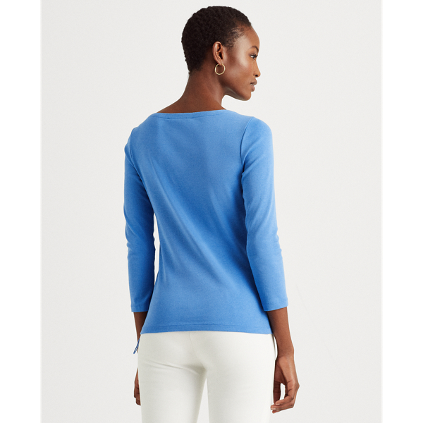 Captain Blue Stretch Cotton Boatneck Top Lauren 5