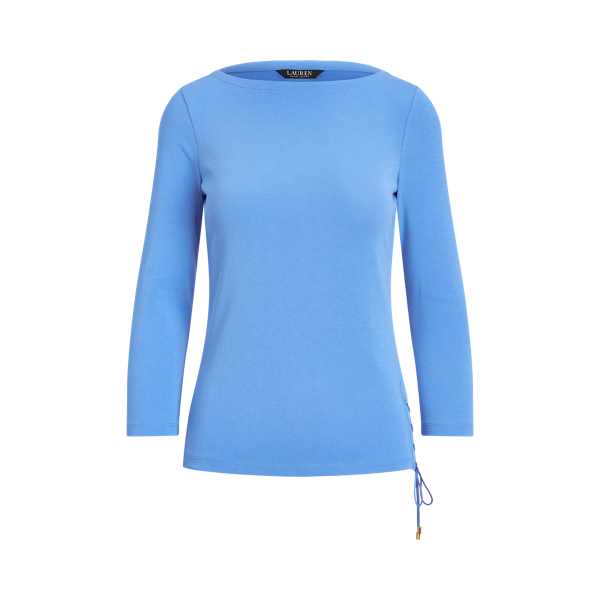 Captain Blue Stretch Cotton Boatneck Top Lauren 2