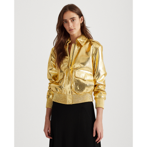 Metallic bomber jacket womens best sale