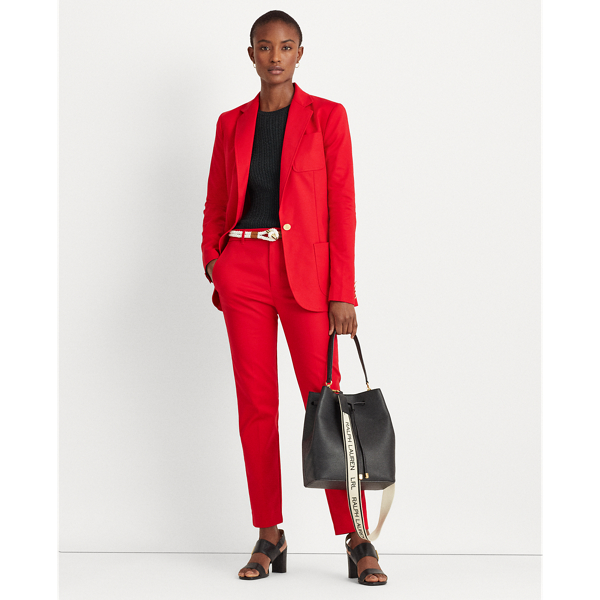 Lipstick Red Stretch Cotton Blazer Lauren 4