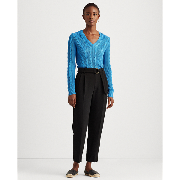 Captain Blue Cable-Knit V-Neck Jumper Lauren 4