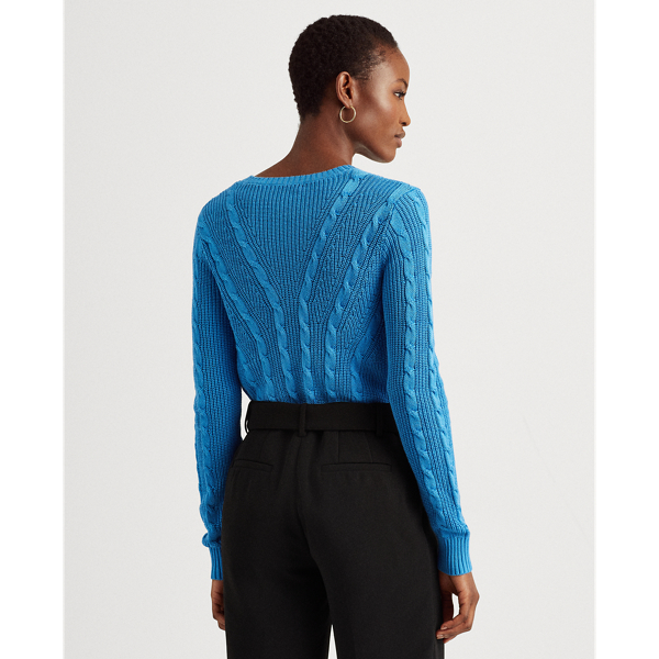 Captain Blue Cable-Knit V-Neck Jumper Lauren 5