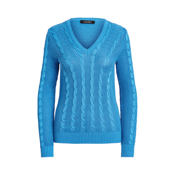 Captain Blue Cable-Knit V-Neck Jumper Lauren 2