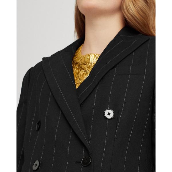 Black/White Wool Twill Blazer Lauren 6