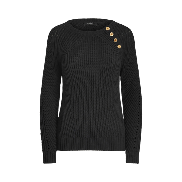 Black Button-Trim Cotton Jumper Lauren 2