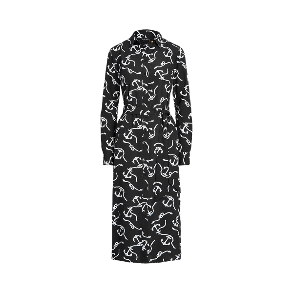 Polo Black/White Print Belted Crepe Shirtdress Lauren 2