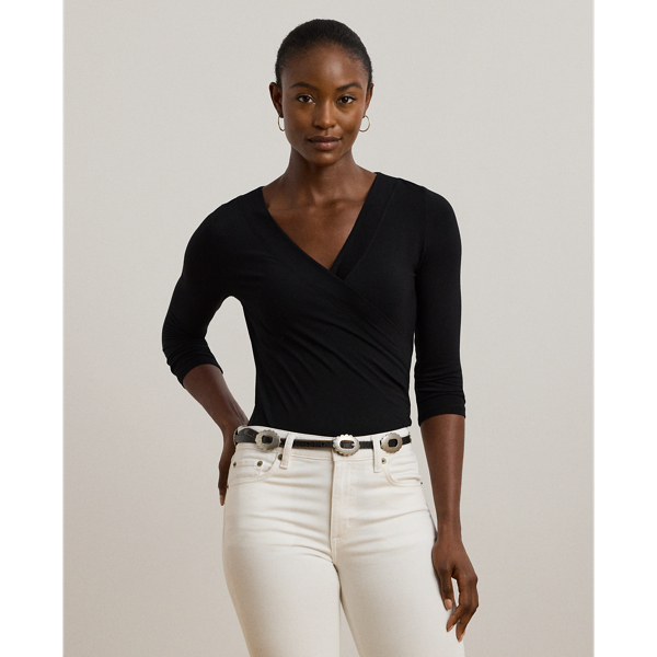 Polo Black Surplice Jersey Top Lauren 1