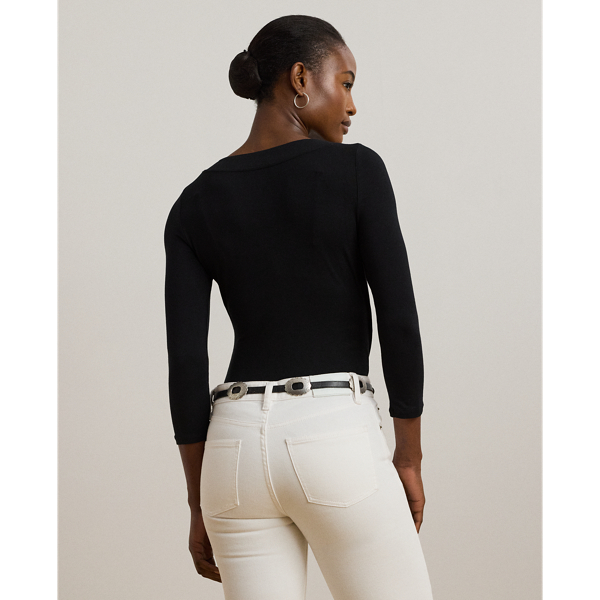 売れ筋商品|||ラルフローレン Tシャツ レディース トップス SURPLICE JERSEY TOP - Long sleeved top - sky blue Lauren Ralph Lauren Surplice Jersey Top Polo Black XS at