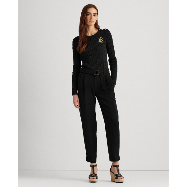Polo Black Button-Trim Cable-Knit Sweater Lauren 4