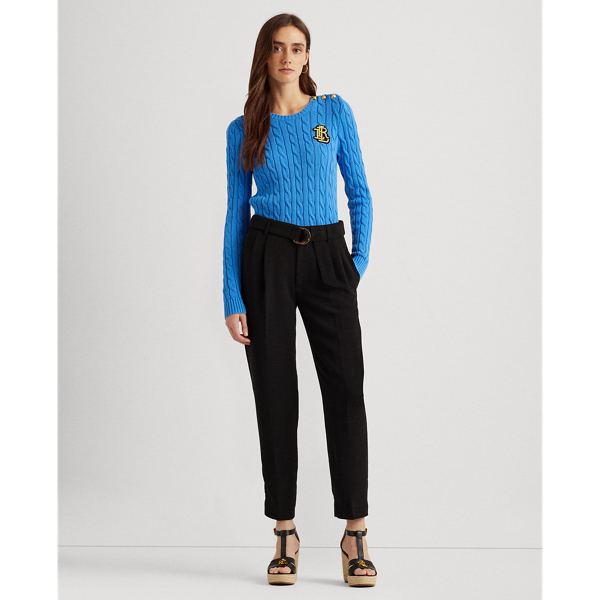 Captain Blue Button-Trim Cable-Knit Jumper Lauren 3