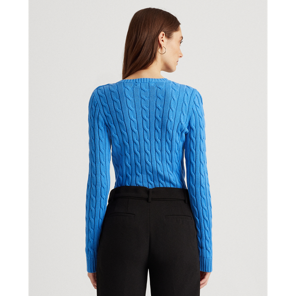 Captain Blue Button-Trim Cable-Knit Jumper Lauren 4