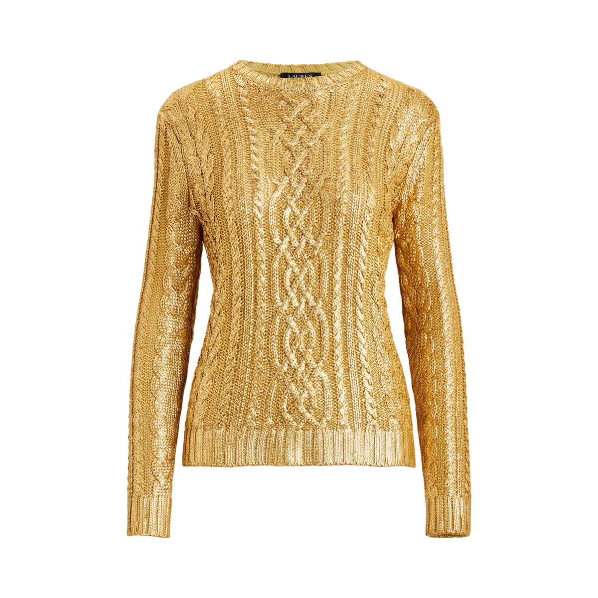 Lauren Ralph Lauren NWT Sparkly Gold Metallic Long Sleeve Silk Tunic store Sweater XXX