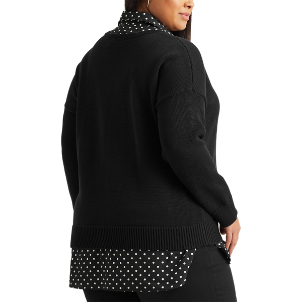 Polo Black/Dot Layered Polka-Dot V-Neck Jumper Lauren Woman 5