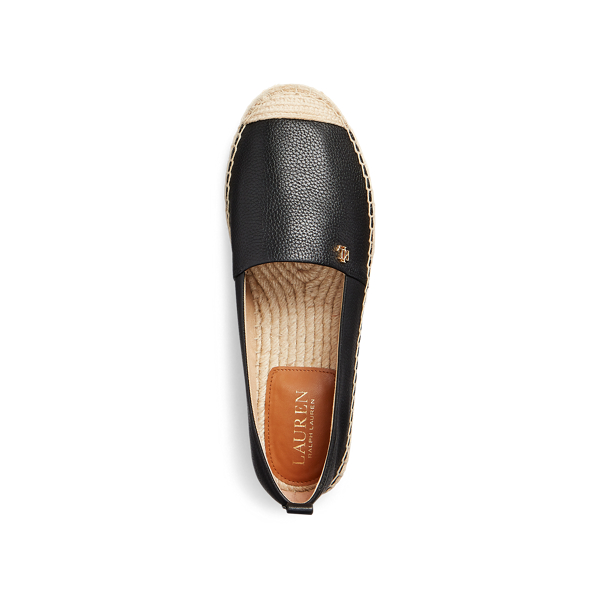 Black Cameryn Tumbled Leather Espadrille Lauren 4