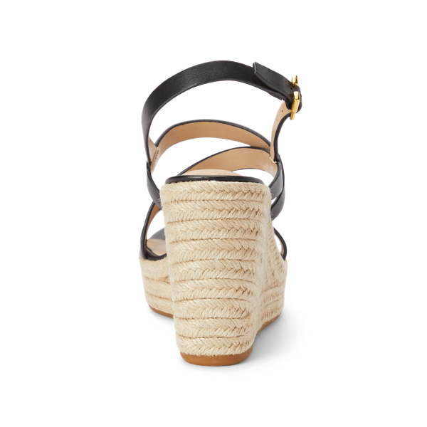 Black Haleigh Burnished Leather Espadrille Lauren 3
