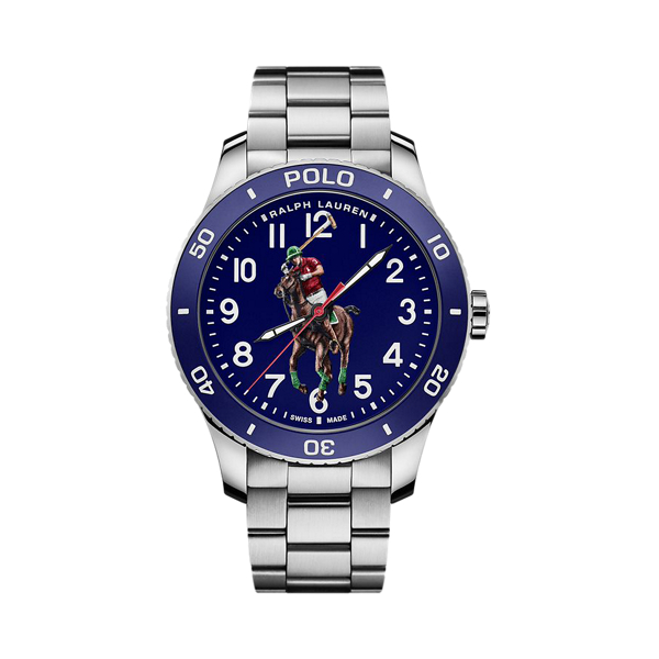 Bracelet acier Polo Watch cadran bleu