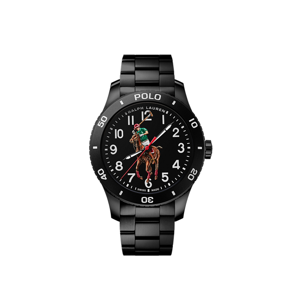 Black Dial Polo Watch Black Dial Steel Bracelet Polo Ralph Lauren 1