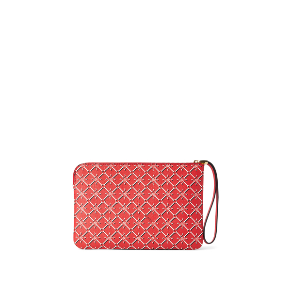 Candy Red Heritage Logo Heritage Vegan Leather Large Pouch Lauren 2