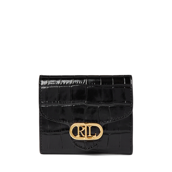 Cartera compacta de piel con logotipo