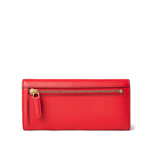 Candy Red Logo Leather Continental Zip Wallet Lauren 2