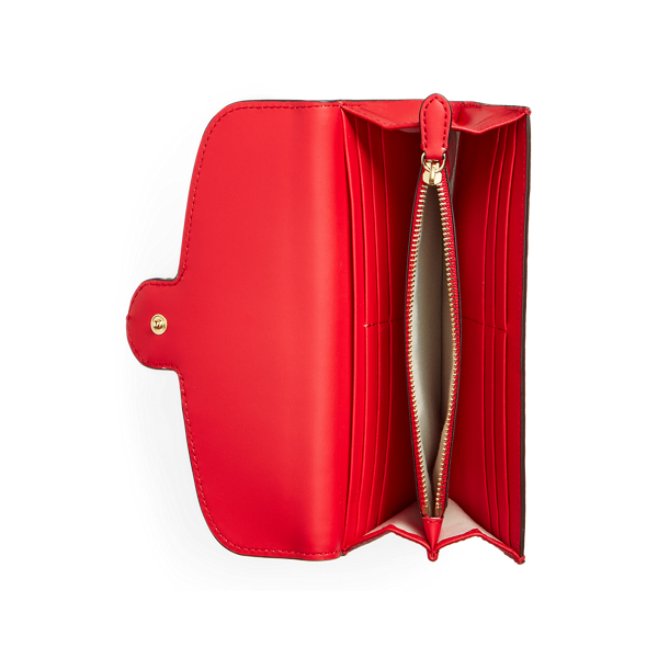 Candy Red Logo Leather Continental Zip Wallet Lauren 3