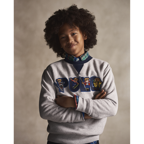 Andover Heather Ski Bear Fleece Sweatshirt Boys 8-20 3