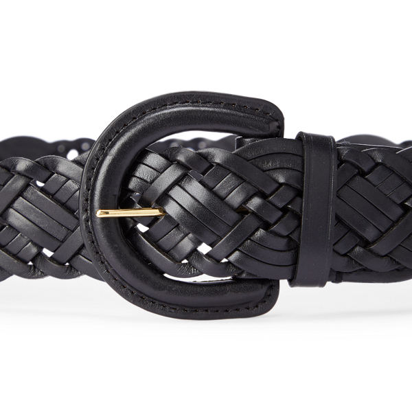 Black Braided Leather Belt Lauren 2