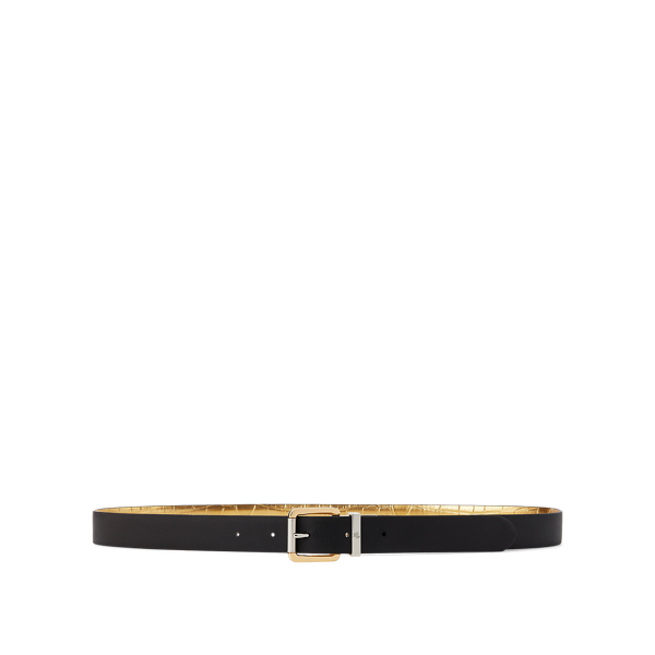 Antique Gold/Black Reversible Leather Belt Lauren 3