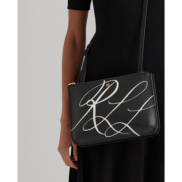 Black/Snow White Printed Faux-Leather Carter Crossbody Lauren 8