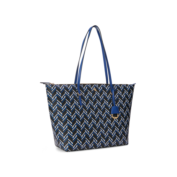 Herringbone Glitch Faux-Leather Large Keaton Tote Lauren 3