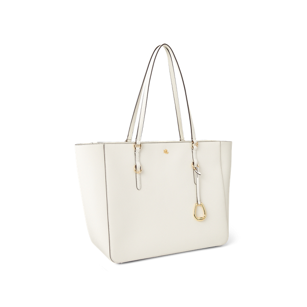 Vanilla Crosshatch Leather Tote Lauren 3