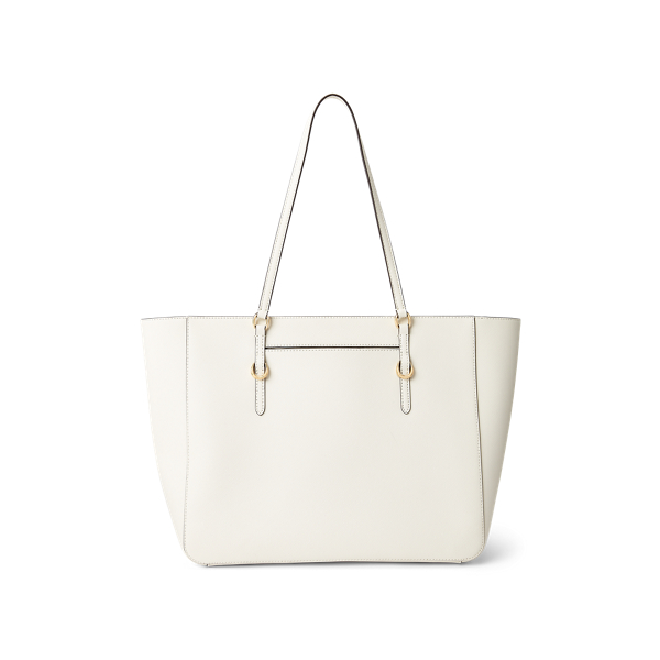 Vanilla Crosshatch Leather Tote Lauren 4