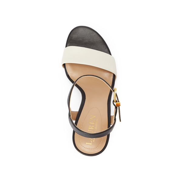 Vanilla/Black/Gold Gwen Leather Sandal Lauren 4