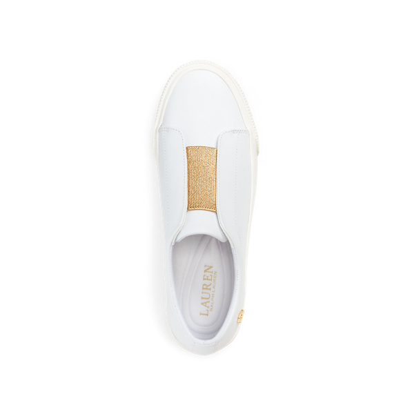 RL White/Modern Gold Isla Action Leather Platform Trainer Lauren 4