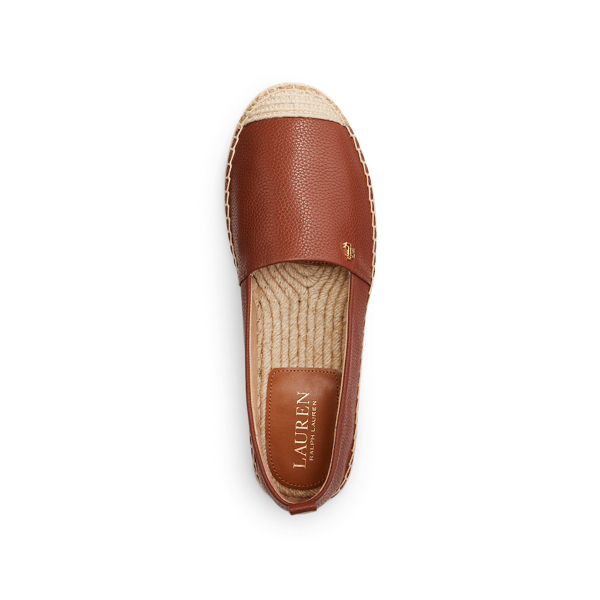 Deep Saddle Tan Cameryn Tumbled Leather Espadrille Lauren 4