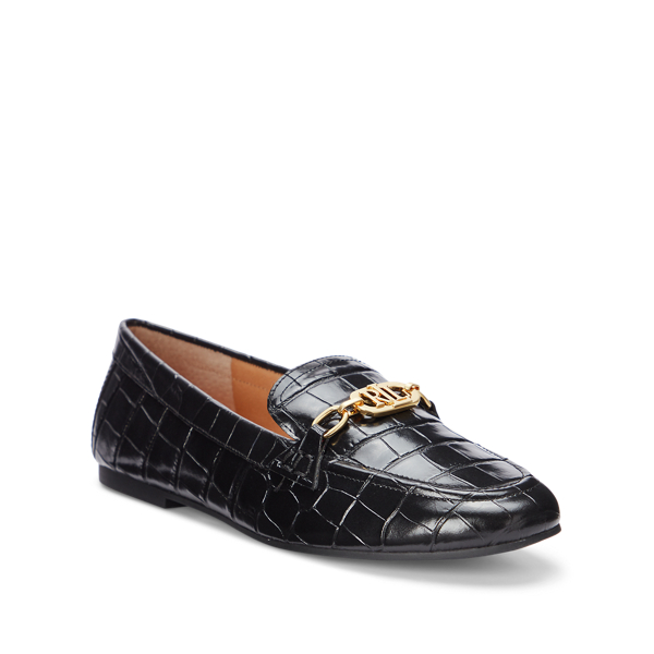 Black Averi Embossed Leather Loafer Lauren 2
