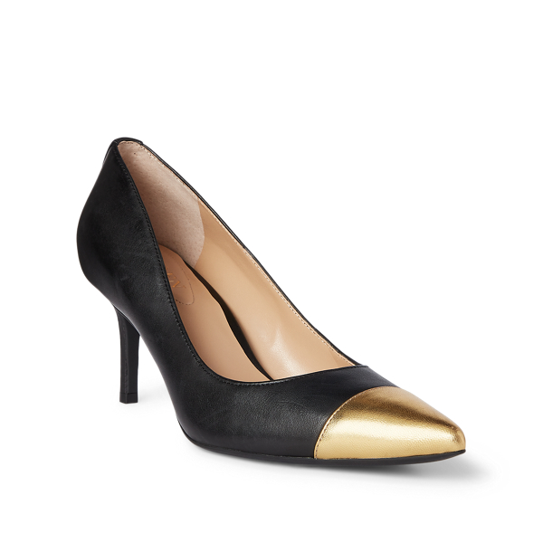 Black/Modern Gold Lanette Leather Pump Lauren 2
