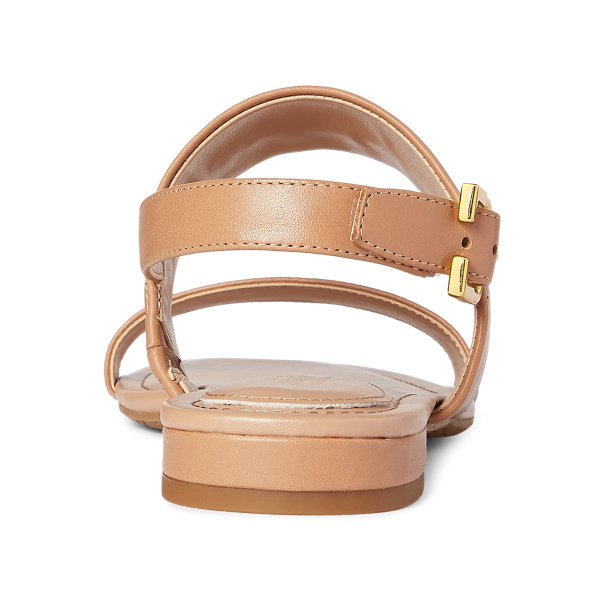 Nude/Deep Saddle Tan Kristi Embossed Nappa Leather Sandal Lauren 3