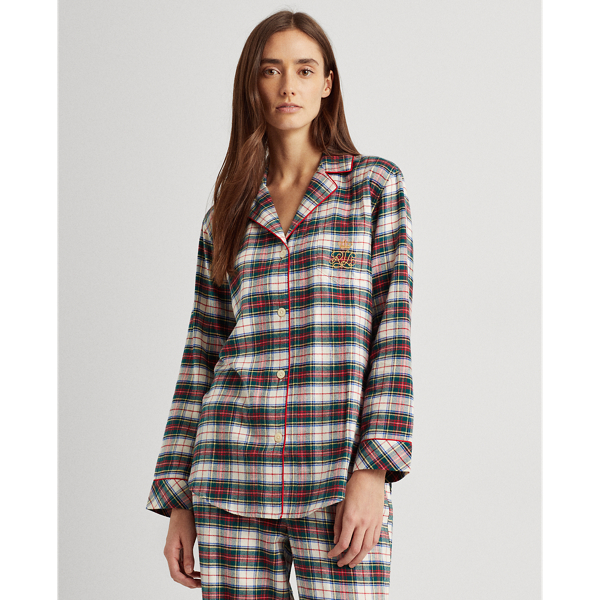 Ivory Plaid Plaid Brushed Twill Sleep Set Lauren 3