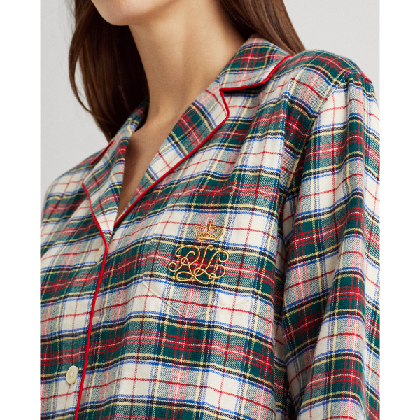 Ivory Plaid Plaid Brushed Twill Sleep Set Lauren 5
