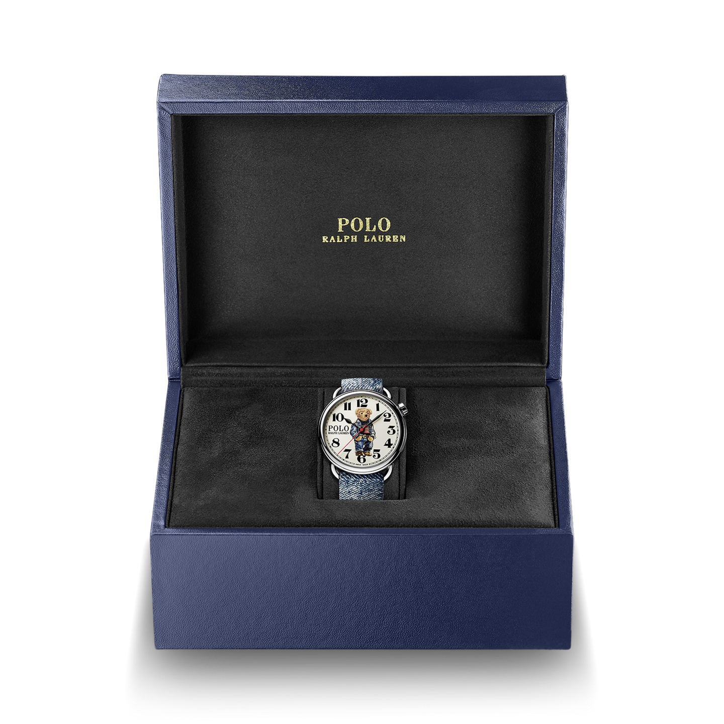 Мужские джинсы Ralph Lauren 42 MM Denim Polo Bear Steel White Dial, цвет: Белый — фото 8