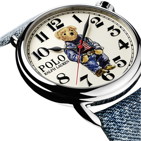 Мужские джинсы Ralph Lauren 42 MM Denim Polo Bear Steel White Dial, цвет: Белый