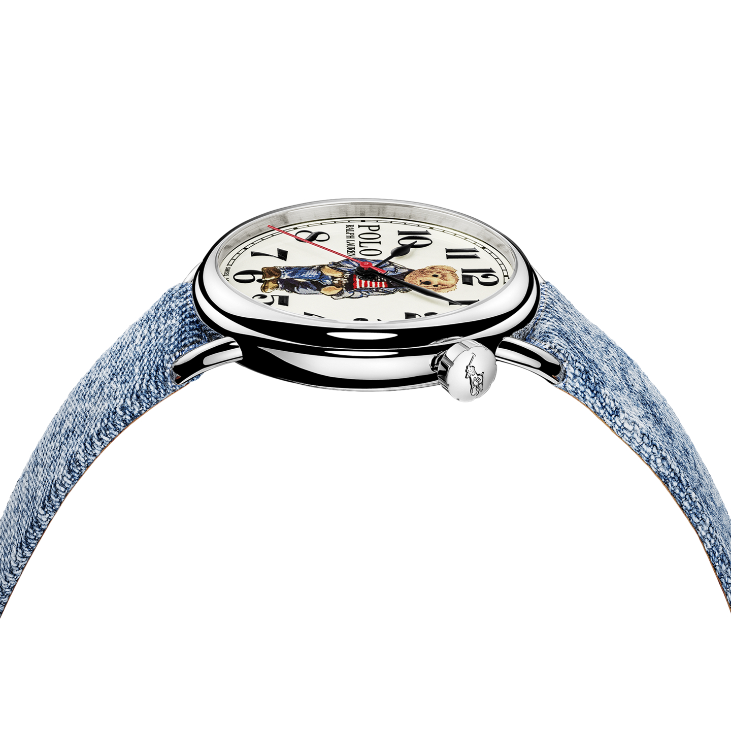 Мужские джинсы Ralph Lauren 42 MM Denim Polo Bear Steel White Dial, цвет: Белый — фото 3