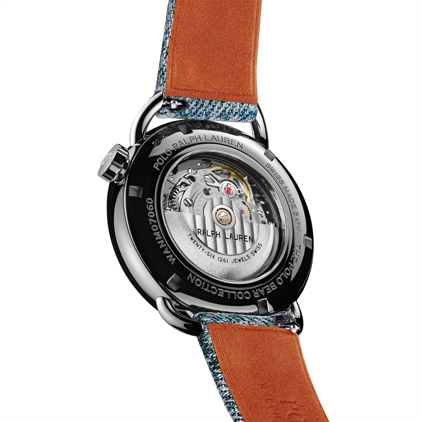 Мужские джинсы Ralph Lauren 42 MM Denim Polo Bear Steel White Dial, цвет: Белый — фото 4